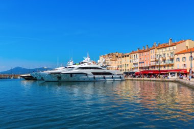 view in the harbor of Saint Tropez, France clipart