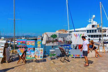 view in the harbor of Saint Tropez, France clipart