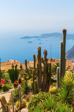 Cote dazur üzerinde Eze exotique bahçeden görünümü