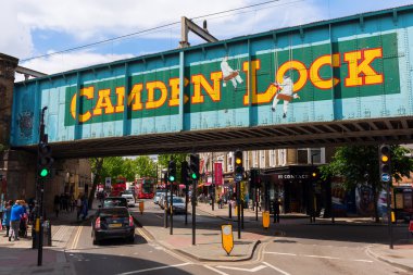 street scene at Camden Lock, London, UK clipart