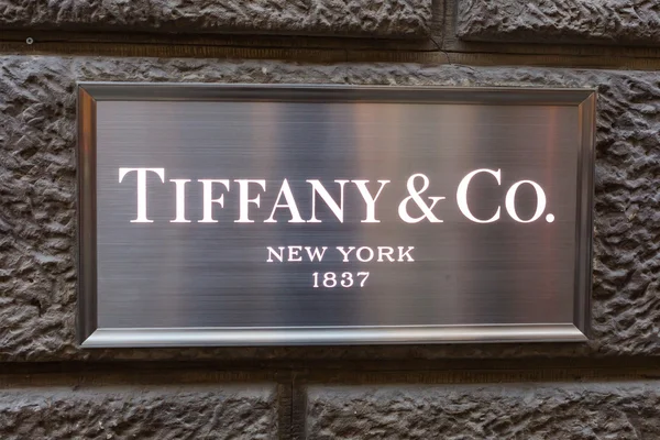 Emblemat z logo Tiffany and co we Florencji, Włochy — Zdjęcie stockowe