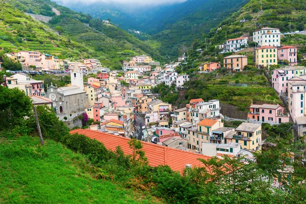 Letecký pohled na Riomaggiore, Itálie — Stock fotografie