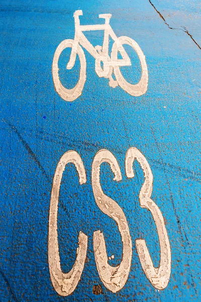 Road marking with bicycle sign — Stock Photo, Image