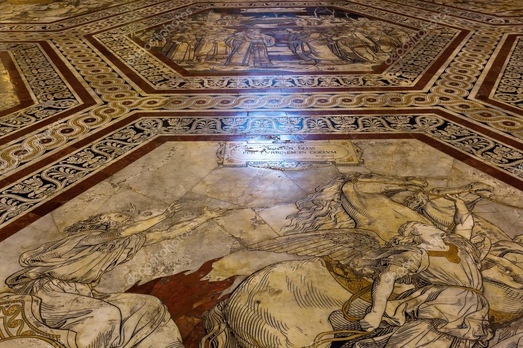 Historic Floor Mosaic In The Siena Cathedral Stock Editorial