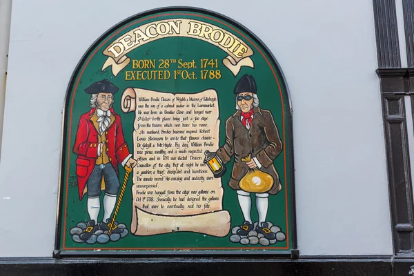 Sign at Deacon Brodies Tavern in Edinburgh, Scotland — Stock Photo, Image