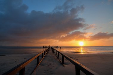 Gangplank at the isle of Föhr in Northern Germany clipart