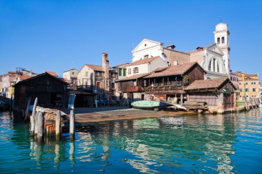 Historical gondola boatyard in Venice clipart