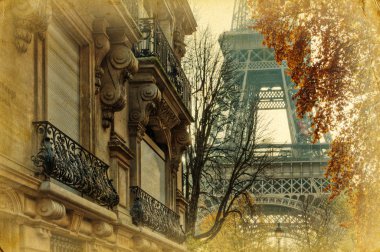 vintage tarzı işleme Paris'te Eyfel Kulesi