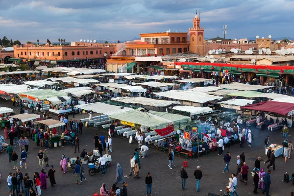 On the famous market square Djema el Fnaa in Marrakech, Morocco — Stock Photo, Image