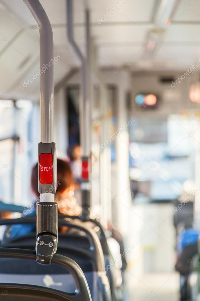 Inside of a bus with small depth of field