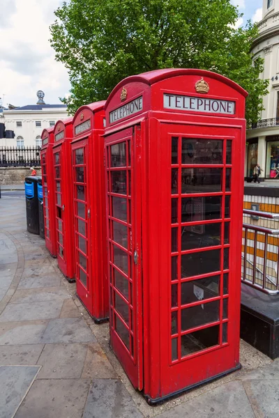 Traditional red phone boxes in London, UK — Stock Photo, Image