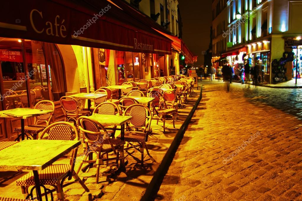 Paris Street Cafe At Night