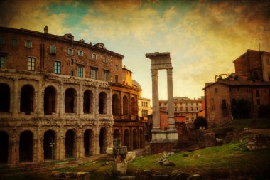 Vintage style texture of the Marcellus Theatre in Rome clipart