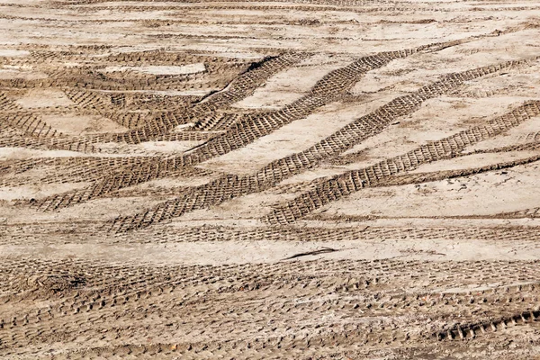 Tyre tracks on a construction site — Stock Photo, Image