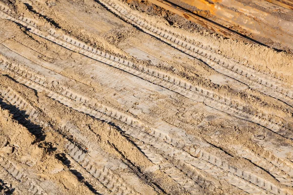 Tyre tracks on a construction site — Stock Photo, Image