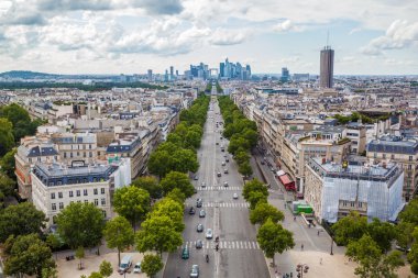 Arc de Triomphe görüntülenen için finans merkezi Paris La Defense historique axe Fransa
