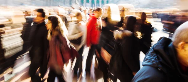 Panorama picture of a crowd of people with creative zoom effect — Stock Photo, Image