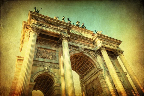 Imagem de estilo vintage do Arco della Pace em Milão, Itália — Fotografia de Stock