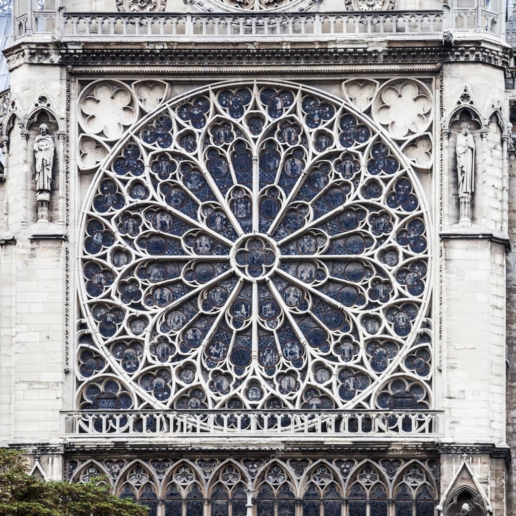 Rosette window of the Notre Dame Cathedral in Paris, France