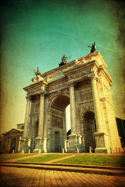 Vintage tarzı resmi Arco della Pace, Milano, İtalya — Stok fotoğraf