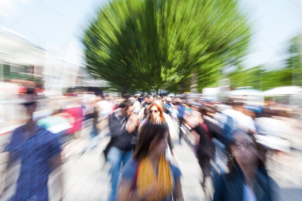 Crowd of people with creative zoom effect