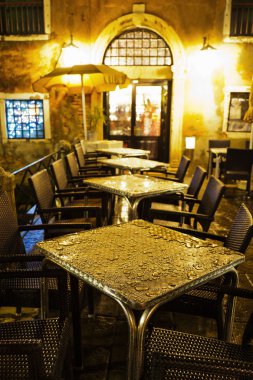 Venedik, İtalya, sokak Restoran gece