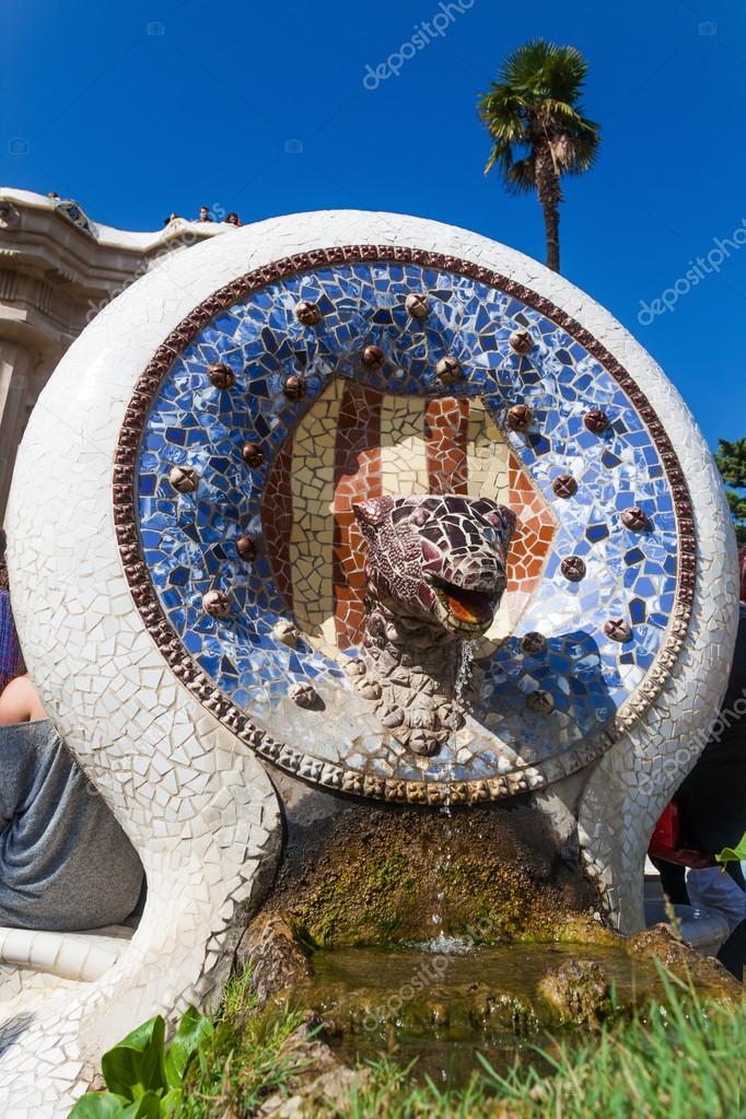 Dragon Sculpture In The Park Guell From Antoni Gaudi In Barcelona Stock Editorial Photo C Madrabothair