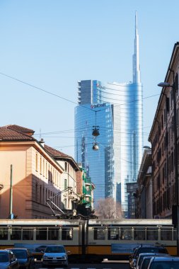 Cadde görünümü Unicredit Kulesi, Milano, İtalya