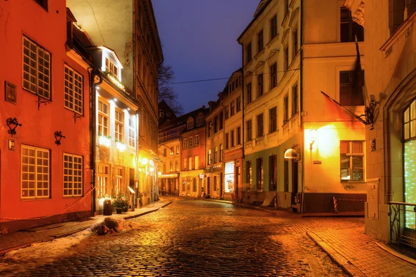 Città vecchia di Riga, Lettonia, di notte — Foto Stock