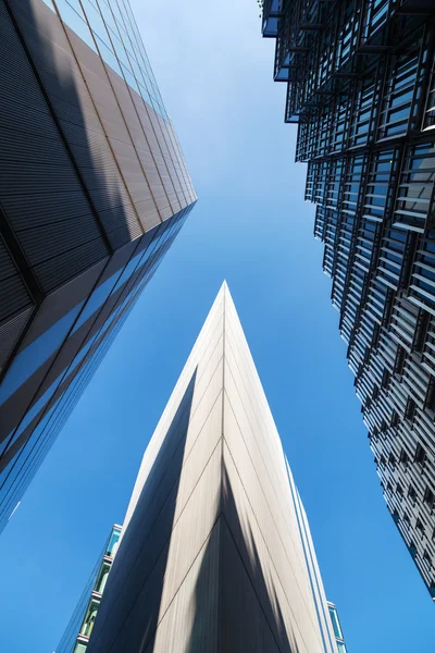 Modern buildings in a low angle view in London, near the City Hall — Stock Photo, Image