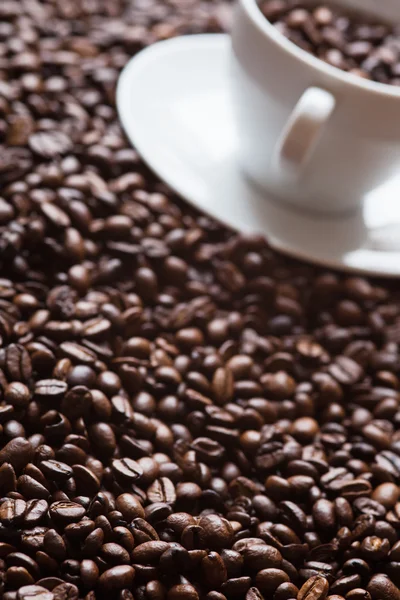 Granos de café y una taza de café — Foto de Stock