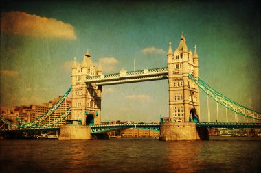 Vintage tarzı resim, Londra, İngiltere'de kule Köprüsü
