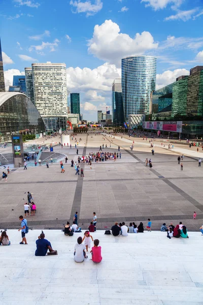 Financial district La Defense in Paris, France, viewed from a ceiling of the Grande Arche — Stock Photo, Image