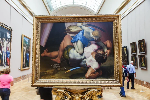 Inside of the famous Louvre Museum in Paris, France — Stock Photo, Image