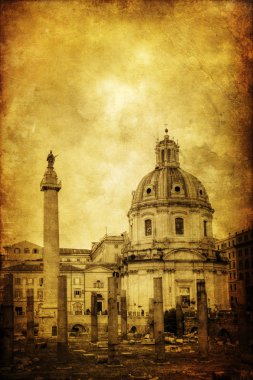 Vintage tarzı resim Trajan'ın Forum Roma, İtalya