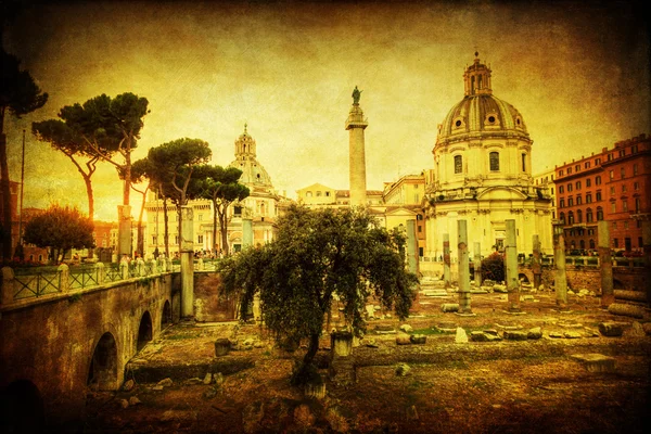 Винтажный стиль картины Траянского форума в Риме, Италия — стоковое фото