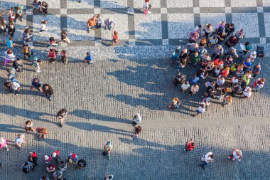 Prague, Çek Cumhuriyeti eski kasaba meydanında havadan görünümü