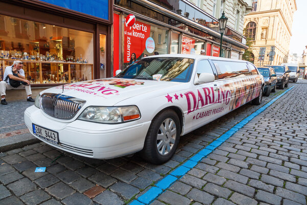 Stretch limousine from cabaret - strip club in Prague, Czechia