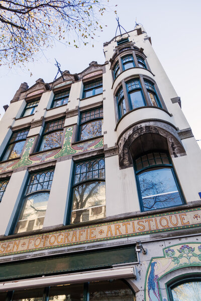 Historical Art Nouveau building in Amsterdam, Netherlands