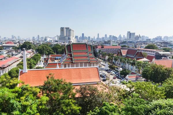 Aerial view of Bangkok, Thailand, with the Wat Saket Temple — Stock Photo, Image