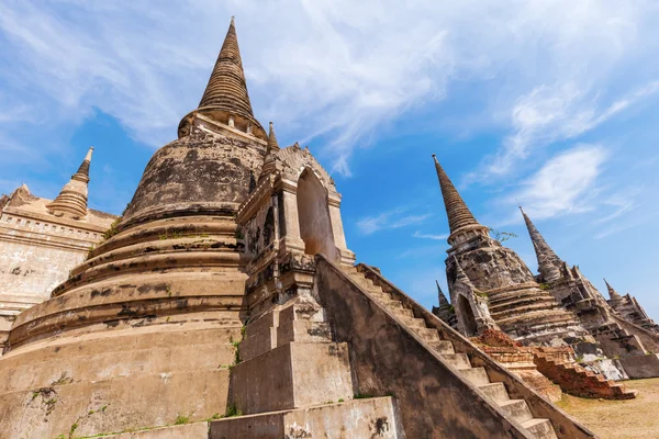 Wat Phra Si Sanphet, zřícenina bývalého královského chrámu v Ayutthaya, Thajsko — Stock fotografie