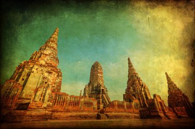 Wat Phra Si Sanphet, Ayutthaya, Tayland eski kraliyet tapınağın harabe Vintage tarzı resmi