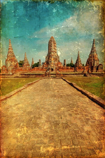 Wat Phra Si Sanphet, Ayutthaya, Tayland eski kraliyet tapınağın harabe Vintage tarzı resmi — Stok fotoğraf