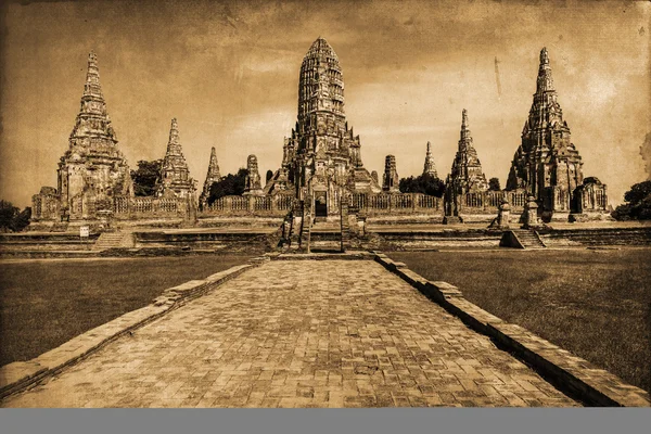 Immagine in stile vintage del Wat Phra Si Sanphet, la rovina dell'ex tempio reale di Ayutthaya, Thailandia — Foto Stock