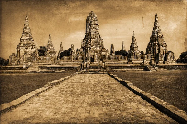 Styl Vintage zdjęcie Wat Phra Si Sanphet, ruiny dawnej świątyni królewskiej w Ayutthaya, Tajlandia — Zdjęcie stockowe