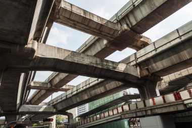 Yükseltilmiş yol yapıları skytrain Bangkok, Tayland