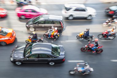 Üstten Görünüm Bangkok trafik hareket bulanıklığı