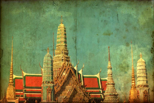 Styl Vintage zdjęcie świątyni Wat Phra Kaew w Bangkoku, Tajlandia — Zdjęcie stockowe