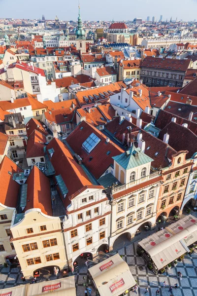 Vista aérea da praça da cidade velha em Praga, Tchecoslováquia — Fotografia de Stock