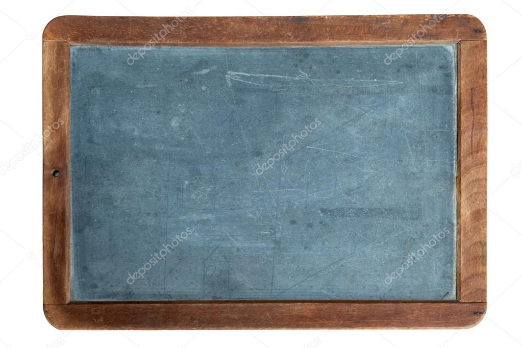 Old chalk board isolated on white background